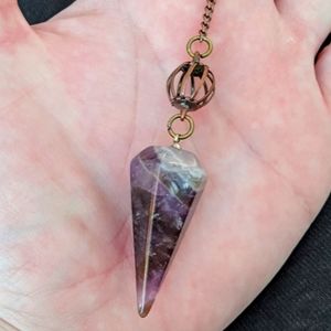Amethyst Dowsing Pendulum antique brass charms